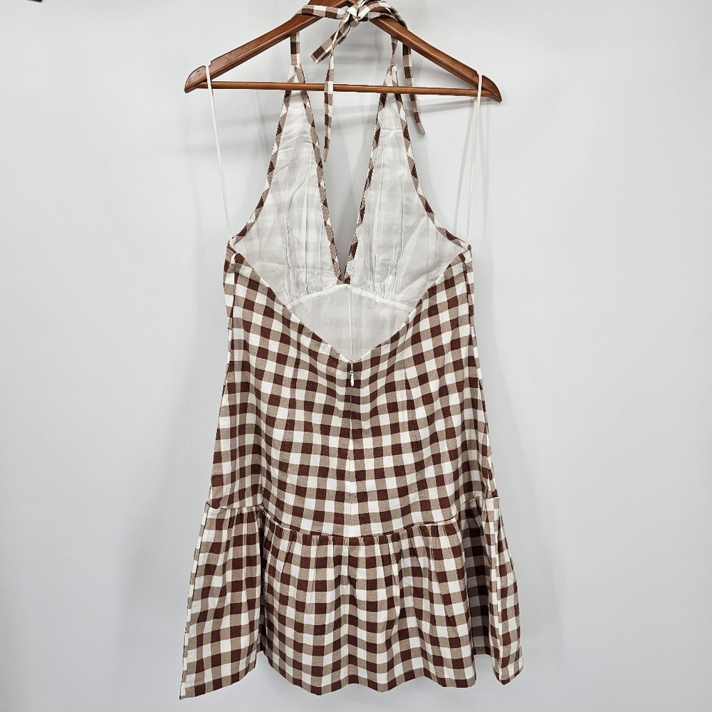 Free People Cecil Mini Dress in Brown Patina Combo Womens Large New - Picture 4 of 10